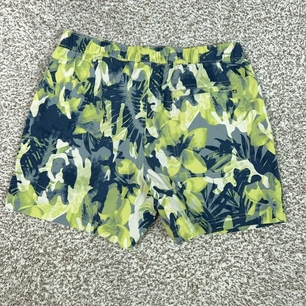 The North Face Swim Shorts Mens Medium Green Camo Unlined Drawstring Beach